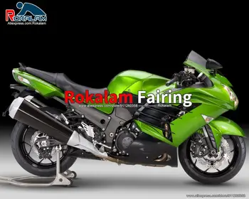Мотоциклетни Обтекатели за Kawasaki ZX14R 2012 2013 2014 2015 Зелено-Черен Комплект Мотоциклетни обтекателей (шприцоване)