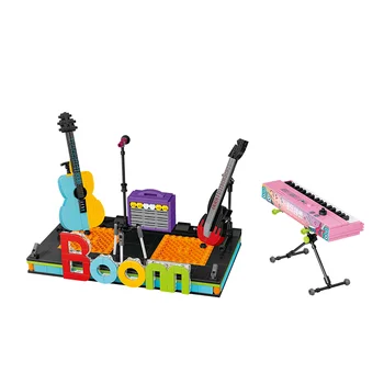 Музикален инструмент KNOWLEDGE BUILT Бум, набор от играчки от мини-строителни блокове за дете, момче, възрастни, начинаещи, барабани, клавир, рок с музикален елемент