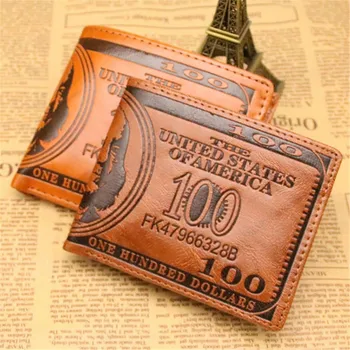 Мъжки портфейли Dihope с шарките на 100 щатски долара, мъжки кожен портфейл, държач за фотокарточек, модерен чантата е с голям капацитет