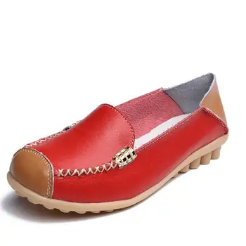 Нова дамски обувки в Ярки цветове, Женски лоферы, Пролетно-есенна обувки на равна подметка, Дамски ежедневни удобни обувки на равна подметка, Лятна обувки Голям размер