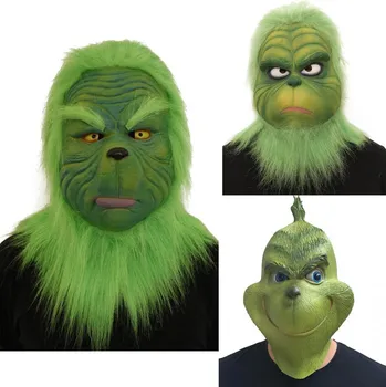 Нова разпродажба на маски за мъже и жени от зелен латекс, вечерни Маска за cosplay, с допълнително каска, шапки, Аксесоари за костюми за Хелоуин и Коледа