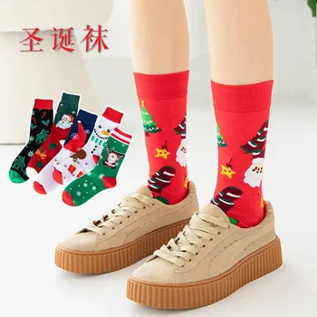 Нови Трансгранични продажби Чорапи на Дядо Коледа в Европа и САЩ, Мъжки и женски Чорапи с Мультяшными Снеговиками, Памучни Чорапи