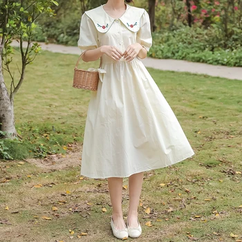 Ново лятно модно дамско винтажное рокля Mori момиче solid vestidos