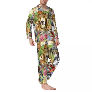 Пижами за Мъже, нощен пижами със забавна куче, колекция 