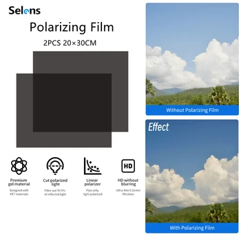 Поляризационная Филм Selens 2 БР 7.8x11.8in Лепило Поляризирани Листове Линеен Поляризиращ Фотографски Филтър за Ремонт на LCD Екрана