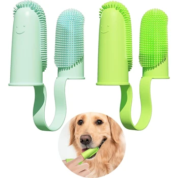 Почистване на зъбите домашни любимци, супер мека четка за зъби с два пръста, средство за грижа за неприятна миризма от устата, инструмент за почистване на зъбите, аксесоари за четка за зъби за кучета