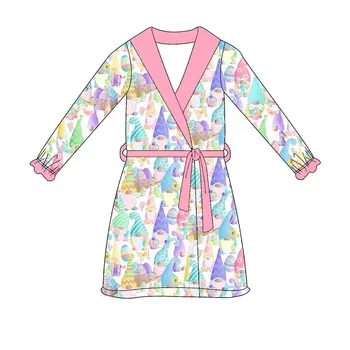 Празнична пижами за бутиковой детски дрехи, великден нощница за момиче с цветни принтом елф от млечен коприна на поръчка