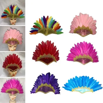 Прическа от разноцветни пера, Нова прическа от разноцветни пера, регулируеми шапки за маскарадной партита, централен прическа