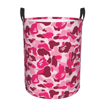 Розова Камуфляжная кошница за дрехи, Сгъваема детска количка за играчки, органайзер за съхранение на играчки