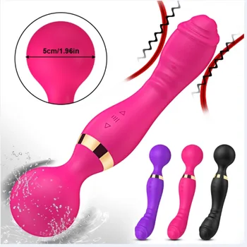 Розово-червени Мощни дилдо, вибратор, мощен комбинациите силиконов масажор за зоната на G, секс-играчки за двойки, стимулатор на клитора 18