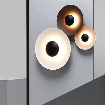 Скандинавски кръг, с монтиран на стената лампа, Съвременно, Модерно Алуминиево стенни аплици ретро лампа Дизайн на дома За спални Креативна мебели за антре