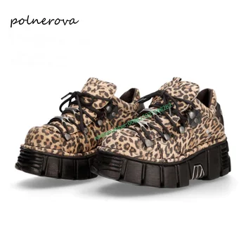 Топ леопардовые маратонки дантела, модни обувки на равна подметка в стил пънк, ежедневни спортни обувки за жени, Пролет 2024, лукс за почивка