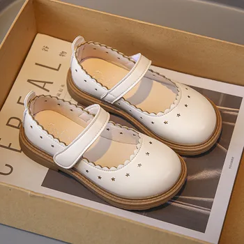 Френска однотонная Мека дишаща детска, училищна обувки за момичета, Новост 2023 година, Универсални нескользящие лоферы Sweet Princess, всекидневни, детски лоферы