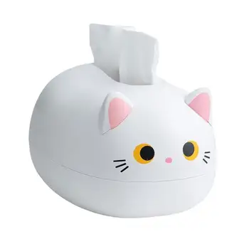 Хубава кутия за салфетки във формата на хубава котка, тенис на държач за тоалетна хартия, дизайн на ушите, кутия за съхранение на кухненски салфетки, декорация на дома
