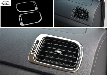 2 бр./лот Автомобилни стикери от неръждаема стомана отпред и от двете страни украса контакти на климатик за Volkswagen VW POLO 2011-2017 година.