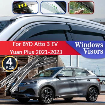 4шт Стъкла за BYD Atto 3 EV 2021 ~ 2023 Автоаксесоари Дефлектори Навес Покритие на Страничните Прозорци на Автомобила Сенници От Дъжд Защита За Вежди