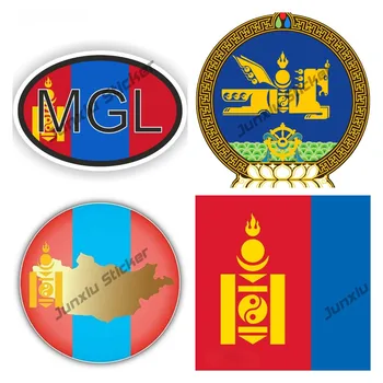 Vinyl стикер с карта Монголия и флага, стикер на прозореца на камиона, броня стикер, Стикер с код на страната Монголия MGL, Стикер с флага, Аксесоари за стайлинг на автомобили