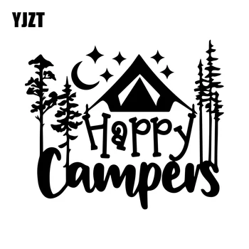 YJZT 15,3*13 см Happy Campers Автомобилни Стикери На Прозореца на Купето Декоративни Водоустойчив Винил