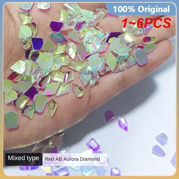 Продължителност 1-6 броя Кристали цветове Aurora, 6 Възможности за нокти, трайно декорация за нокти, Нередовен маникюр, аксесоари за нокти