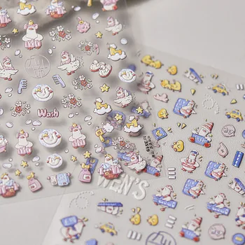 Релефни стикери за нокти Популярни Сладки стикери за нокти в японски стил Патица за баня