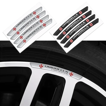 Стикер на ступицу автомобилни гуми от алуминиева сплав 4ШТ, Декоративна стикер във формата на икона чадър на компанията, Аксесоари за Toyota, Ford Kia Cadillac